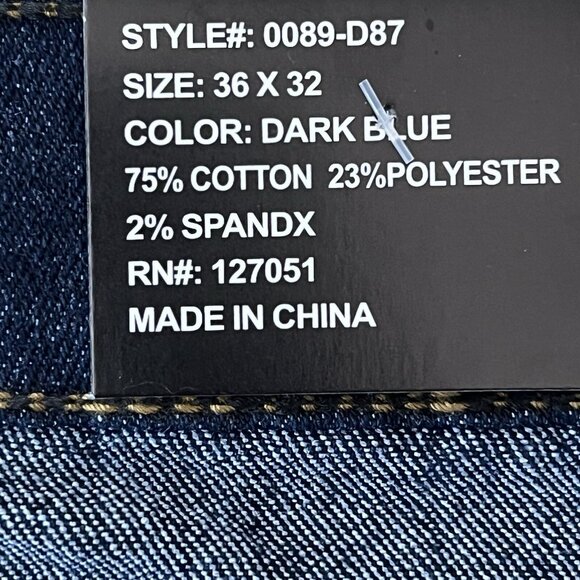 Big Joe Men's Dark Blue Denim Jeans Size 36x32 Regular Stretch Straight Leg NWT - Picture 7 of 13